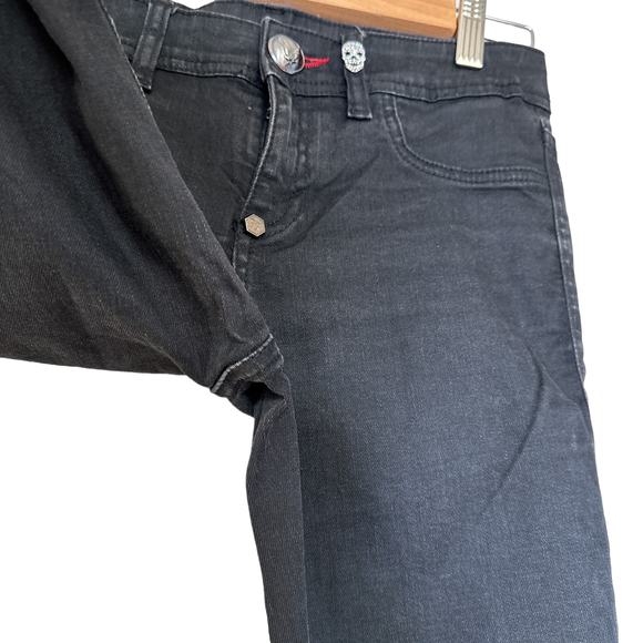 Philipp Plein Devil's Food Skinny Stretch Low Rise Jegging Black Fade Wash 27 - Picture 10 of 16